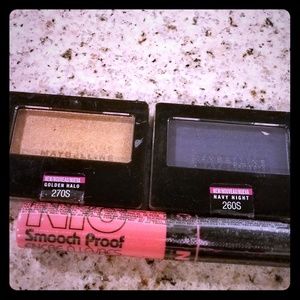 Maybelline eyeshadows and NYC lip stain3 items-